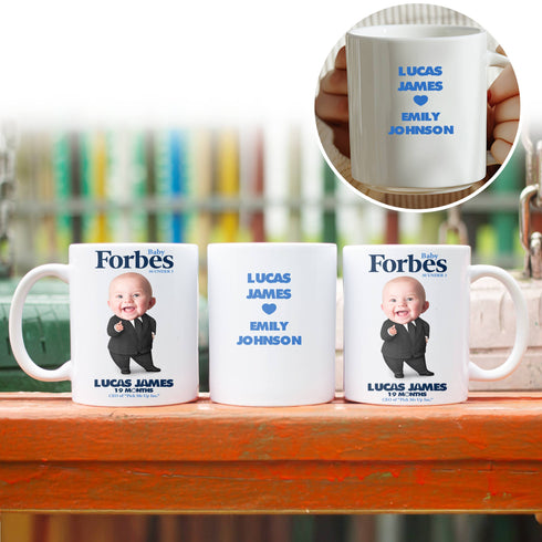 Personalized Forbes Magazine Baby Mug – Custom Photo, Name & Quote Gift for Stylish Moms